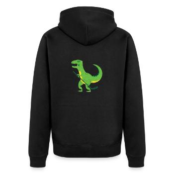 Hockeysaurus Dinosaurier Eishockeyspieler Winter - Unisex Premium Bio Zip Hoodie - Schwarz - Hinten - Nico (187cm)