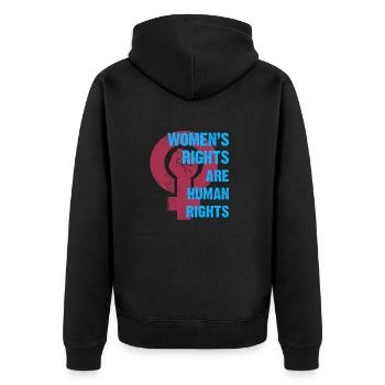 Frauenrechte Menschenrechte - Unisex Premium Bio Zip Hoodie - Schwarz - Hinten - Nico (187cm)