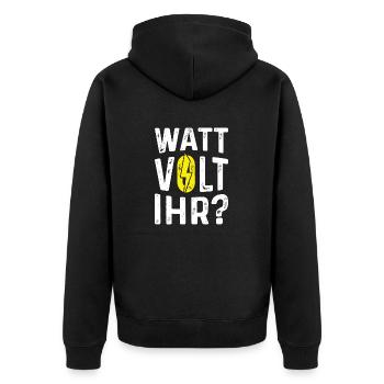 Elektriker Elektroniker Handwerker Spruch - Unisex Premium Bio Zip Hoodie - Schwarz - Hinten - Nico (187cm)