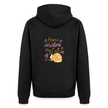 Cat Pet Cat Cats Domestic Cat Kitten - Unisex Premium Organic Zip Hoodie - black - Back - Nico (187cm)