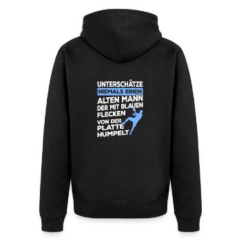 Herren Handballspieler Handballer Handball Trainer - Unisex Premium Bio Zip Hoodie - Schwarz - Hinten - Nico (187cm)