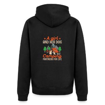 A Girl And Her Dog Best Camping Partners For Life - Unisex Premium Organic Zip Hoodie - black - Back - Nico (187cm)