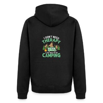 I Don't Need Therapy I Just Need To Go Camping Cam - Unisex Premium Bio Zip Hoodie - Schwarz - Hinten - Nico (187cm)