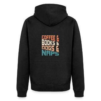 Coffee & Books And Dogs & Naps Caffeinated Dog Lo - Unisex Premium Bio Zip Hoodie - Schwarz - Hinten - Nico (187cm)