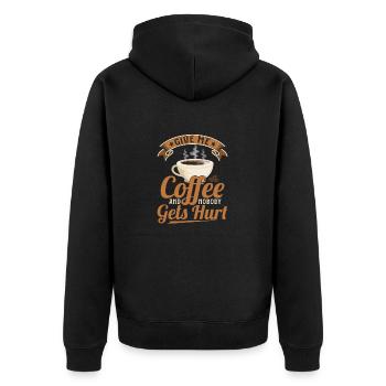 Give Me Coffee And Nobody Gets Hurt Caffinated Dr - Unisex Premium Bio Zip Hoodie - Schwarz - Hinten - Nico (187cm)