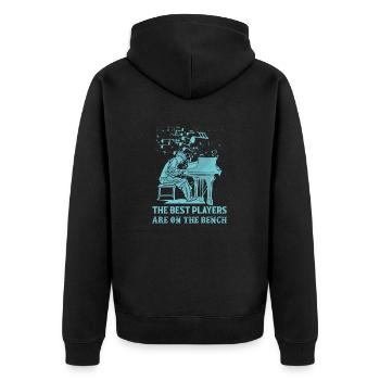 Let That Slide Bro Piano Pianist - Unisex Premium Bio Zip Hoodie - Schwarz - Hinten - Nico (187cm)