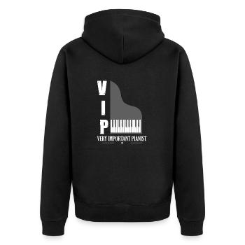 The Bacon Of Music Musician Piano - Unisex Premium Bio Zip Hoodie - Schwarz - Hinten - Nico (187cm)