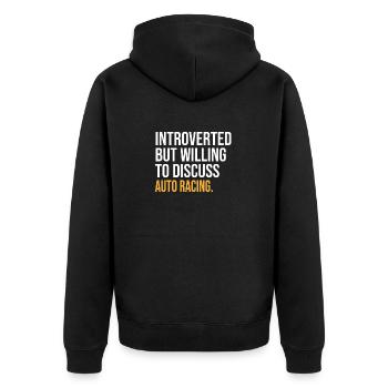 I PAUSED MY AUTO RACING TO BE HERE - Unisex Premium Organic Zip Hoodie - black - Back - Nico (187cm)