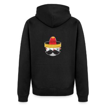 Lustiger Golfball Schnurrbart Mexikanisch Fiesta - Unisex Premium Bio Zip Hoodie - Schwarz - Hinten - Nico (187cm)