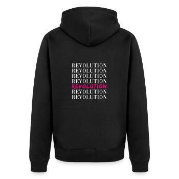 Revolution - Unisex Premium Bio Zip Hoodie - Schwarz - Hinten - Nico (187cm)