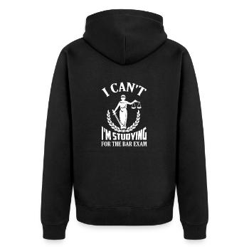I Can't I'm Studying For The Bar Exam Lawyer Atto - Unisex Premium Organic Zip Hoodie - black - Back - Nico (187cm)
