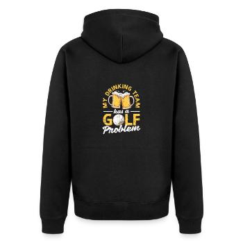 Mein Trinker-Team hat ein Golfproblem Lustiger - Unisex Premium Bio Zip Hoodie - Schwarz - Hinten - Nico (187cm)
