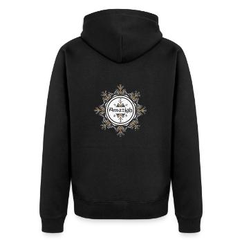 AMAZIGH MORIFES POTTERY KABYLE - Unisex Premium Organic Zip Hoodie - black - Back - Nico (187cm)