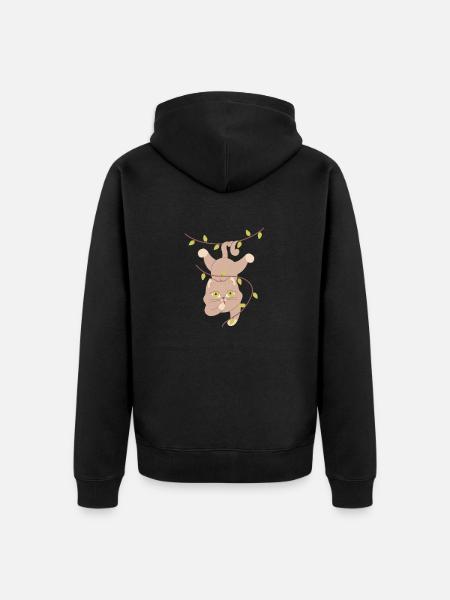 hanging cat - Unisex Premium Organic Zip Hoodie - black