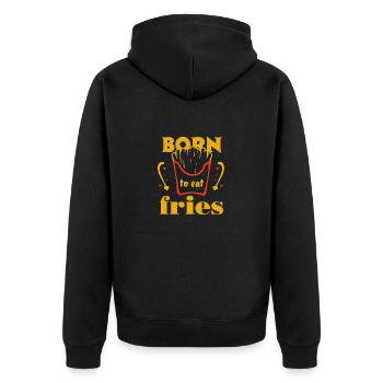 born to eat fries - Unisex Premium Bio Zip Hoodie - Schwarz - Hinten - Nico (187cm)