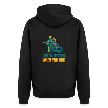 Life Is Better When You Ride Motorcycle Biker - Unisex Premium Bio Zip Hoodie - Schwarz - Hinten - Nico (187cm)