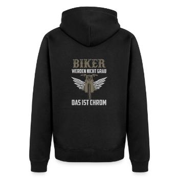 Biker werden nicht grau Das ist Chrom Motorrad Op - Unisex Premium Bio Zip Hoodie - Schwarz - Hinten - Nico (187cm)