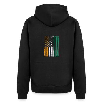 Irische amerikanische Flagge Golfspieler St. Paddy - Unisex Premium Bio Zip Hoodie - Schwarz - Hinten - Nico (187cm)