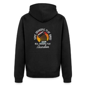 Grandpas Play Bingo Real Grandpas Play Accordion P - Unisex Premium Bio Zip Hoodie - Schwarz - Hinten - Nico (187cm)