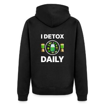 i detox daily - Unisex Premium Bio Zip Hoodie - Schwarz - Hinten - Nico (187cm)