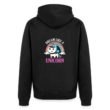 Dream like a Unicorn Rainbow - Unisex Premium Organic Zip Hoodie - black - Back - Nico (187cm)