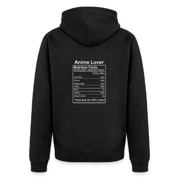 Anime Lover nutrition facts - Unisex Premium Bio Zip Hoodie - Schwarz - Hinten - Nico (187cm)