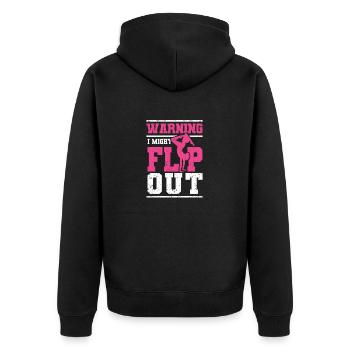 Ich könnte ausflippen Lustige Turnerin - Unisex Premium Bio Zip Hoodie - Schwarz - Hinten - Nico (187cm)