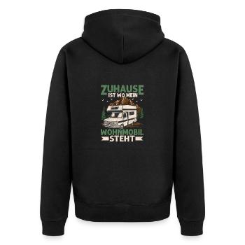 Zuhause ist wo mein Wohnmobil steht Camping Campe - Unisex Premium Bio Zip Hoodie - Schwarz - Hinten - Nico (187cm)