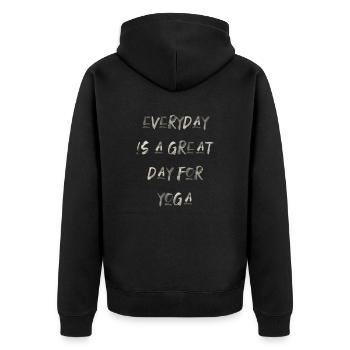 yoga sport fitness happines Englisch qoutes - Unisex Premium Bio Zip Hoodie - Schwarz - Hinten - Nico (187cm)