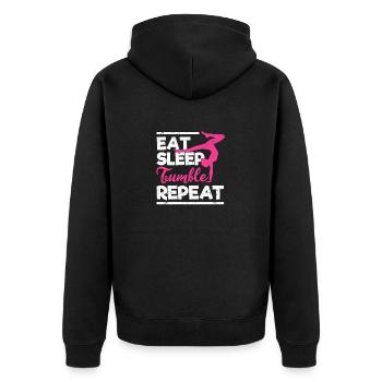 Gymnastik Lustig Turner Liebhaber Essen Schlafen - Unisex Premium Bio Zip Hoodie - Schwarz - Hinten - Nico (187cm)