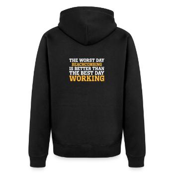 THE WORST DAY BEACHCOMBING IS BETTER THAN THE BEST - Unisex Premium Organic Zip Hoodie - black - Back - Nico (187cm)