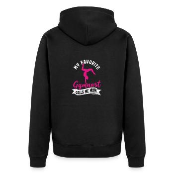 Funny Parent Gymnastics Mum My Favorite Gymnast - Unisex Premium Organic Zip Hoodie - black - Back - Nico (187cm)