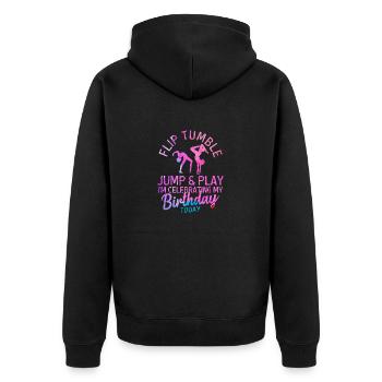 Flip Tumble Jump Game Gymnastics Birthday Gymnast - Unisex Premium Organic Zip Hoodie - black - Back - Nico (187cm)