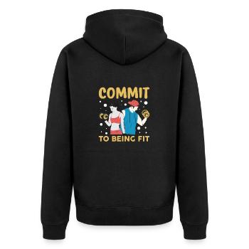 s’engager à être en forme - Veste à capuche bio Premium Unisexe - noir - Dos - Nico (187cm)