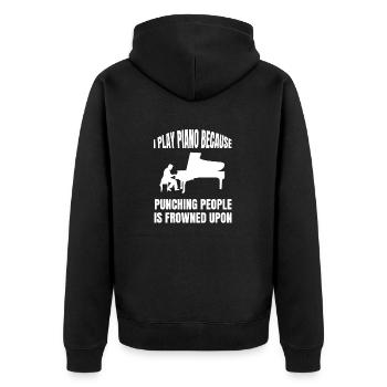 Klavier Spruch Musik Piano Instrument Pianist - Unisex Premium Bio Zip Hoodie - Schwarz - Hinten - Nico (187cm)
