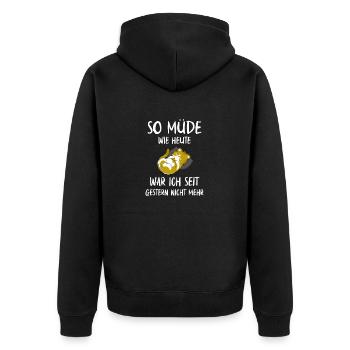 Müde Katze - lustige müde Katzen - Unisex Premium Bio Zip Hoodie - Schwarz - Hinten - Nico (187cm)