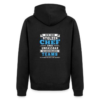 Chef Geschenk Beruf Arbeit lustiger Spruch - Unisex Premium Bio Zip Hoodie - Schwarz - Hinten - Nico (187cm)
