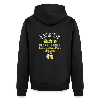 Je bois de la bière que 3 jours par semaine - Veste à capuche bio Premium Unisexe - noir - Dos - Nico (187cm)