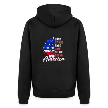 Amerika Land der Freien und der Tapferen - Unisex Premium Bio Zip Hoodie - Schwarz - Hinten - Nico (187cm)