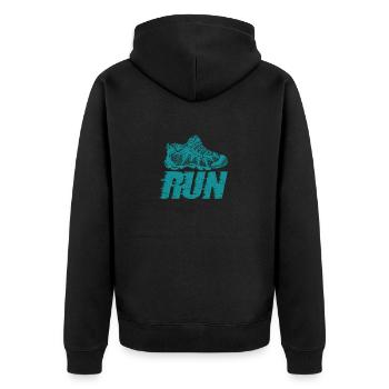 Sportschuh Run Funny Running Sprint Jogging - Unisex Premium Bio Zip Hoodie - Schwarz - Hinten - Nico (187cm)