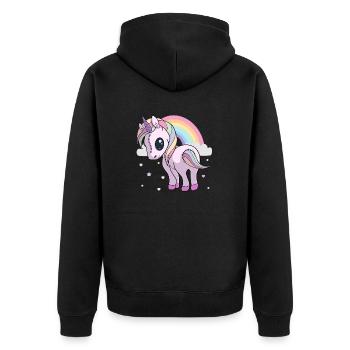 Pastell Goth gruseliges Einhorn Yami Kawaii süßer Spaß - Unisex Premium Bio Zip Hoodie - Schwarz - Hinten - Nico (187cm)