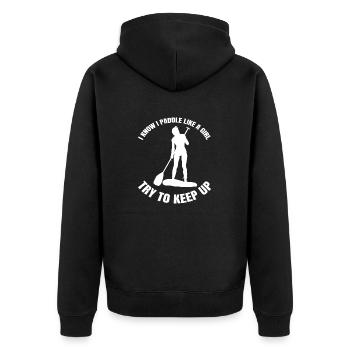 Stand Up Paddle Drôle Fille Disant Surf - Veste à capuche bio Premium Unisexe - noir - Dos - Nico (187cm)