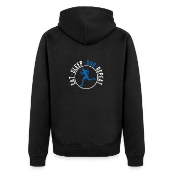 Eat Sleep Run Repeat Funny Run Vintage - Unisex Premium Organic Zip Hoodie - black - Back - Nico (187cm)