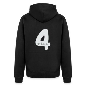 Vier Zahl mit Lettering 4. Geburtstag - Unisex Premium Bio Zip Hoodie - Schwarz - Hinten - Nico (187cm)