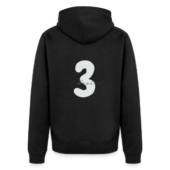 Drei Zahl mit Lettering 3. Geburtstag - Unisex Premium Bio Zip Hoodie - Schwarz - Hinten - Nico (187cm)