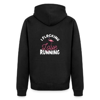 J’adore courir Flamingo Fun Jogging - Veste à capuche bio Premium Unisexe - noir - Dos - Nico (187cm)