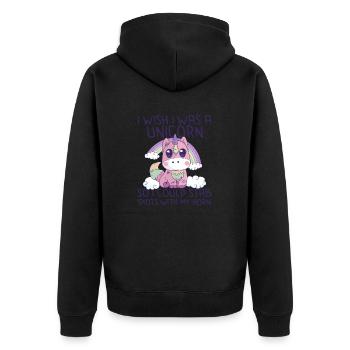 Spaß sarkastisch Einhorn Pastell Goth gruselig Halloween - Unisex Premium Bio Zip Hoodie - Schwarz - Hinten - Nico (187cm)
