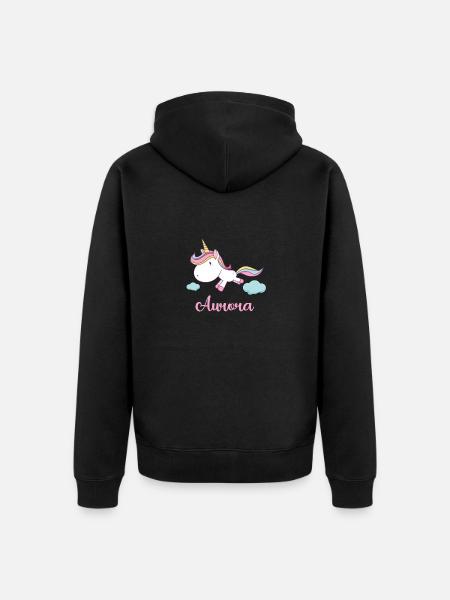 AURORA Unicorno Rosa Novità - Felpa con cappuccio ecologica premium unisex - nero