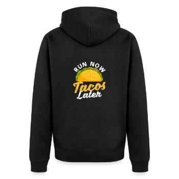 Run Now Tacos Later Funny Mexican Running Taco - Veste à capuche bio Premium Unisexe - noir - Dos - Nico (187cm)