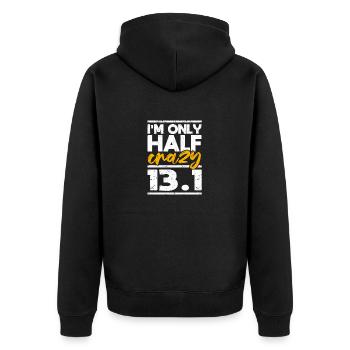 Je ne suis qu’à moitié fou 13.1 Half Marathon Funny - Veste à capuche bio Premium Unisexe - noir - Dos - Nico (187cm)